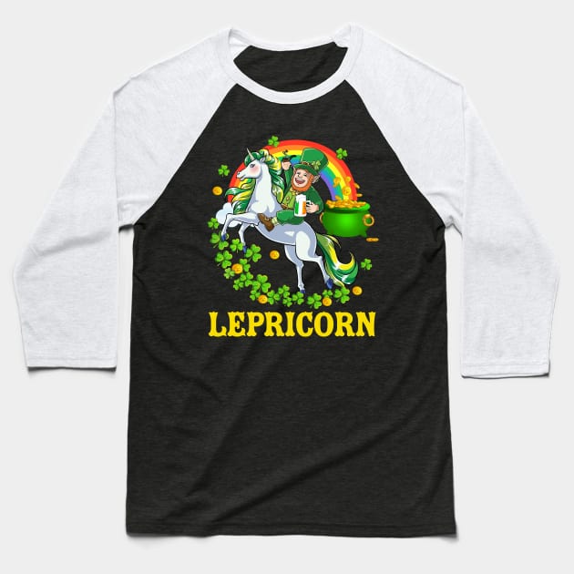 Lepricorn Leprechaun Unicorn T shirt St Patricks Day Girls Baseball T-Shirt by webster